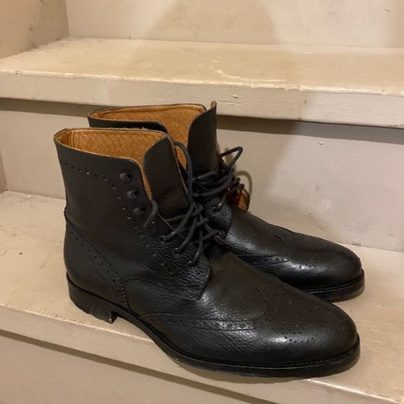 Saks Fifth Avenue Benji Leather Boots Size 8 US Black - Picture 1 of 6